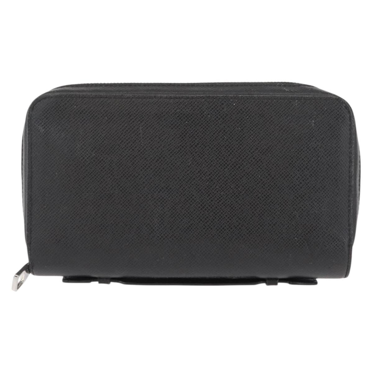 Louis Vuitton Zippy XL Taiga Leather, BLACK, LEATHER, Wallets