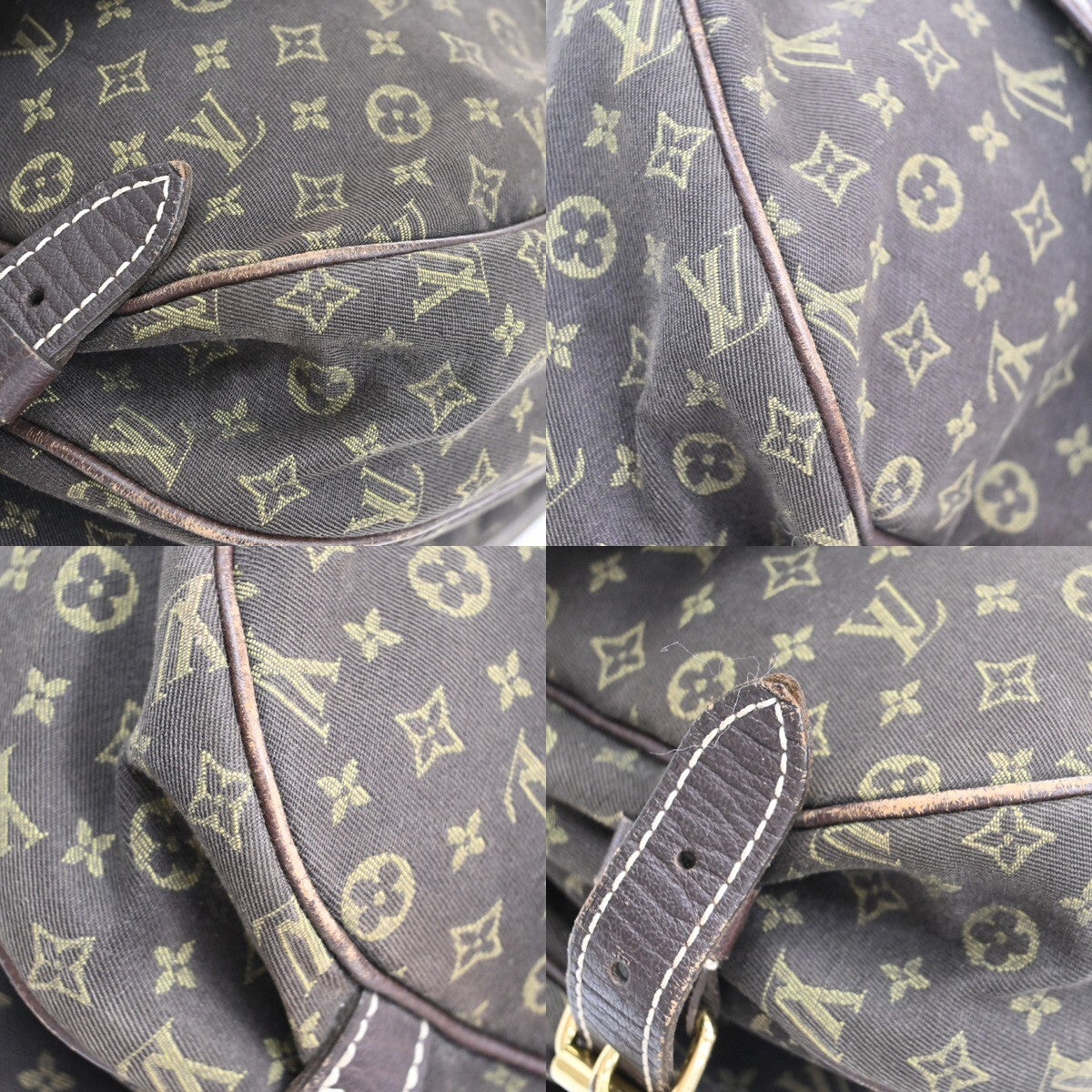 Louis Vuitton Saumur Handbag Mini Lin, BROWN, CANVAS, Handbag