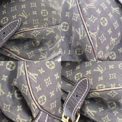 Louis Vuitton Saumur Handbag Mini Lin, BROWN, CANVAS, Handbag