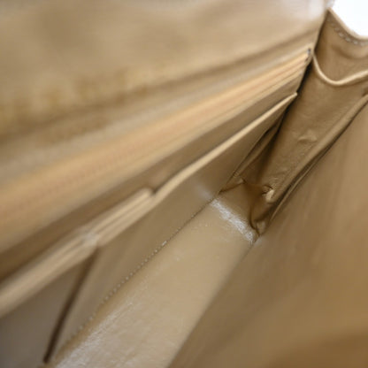 Chanel Vintage Two Tone CC Flap Bag Quilted Lambskin, BEIGE, LEATHER, Shoulder bag