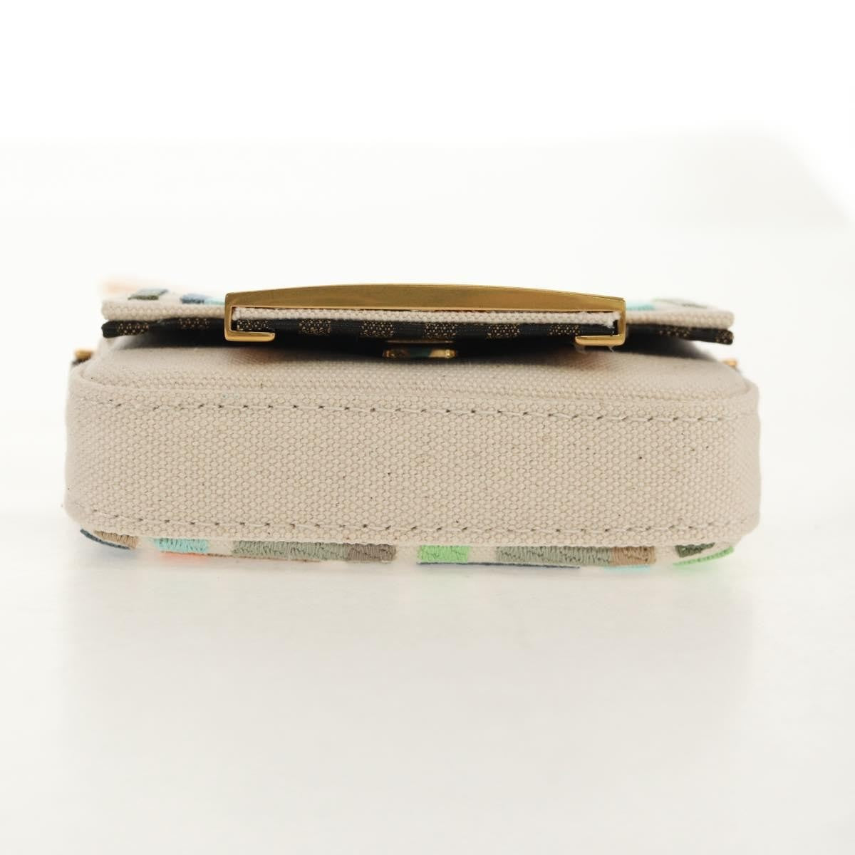 Fendi Chain Baguette Charm Bag Zucca Embroidered Canvas, MULTICOLOUR, CANVAS, Shoulder bag