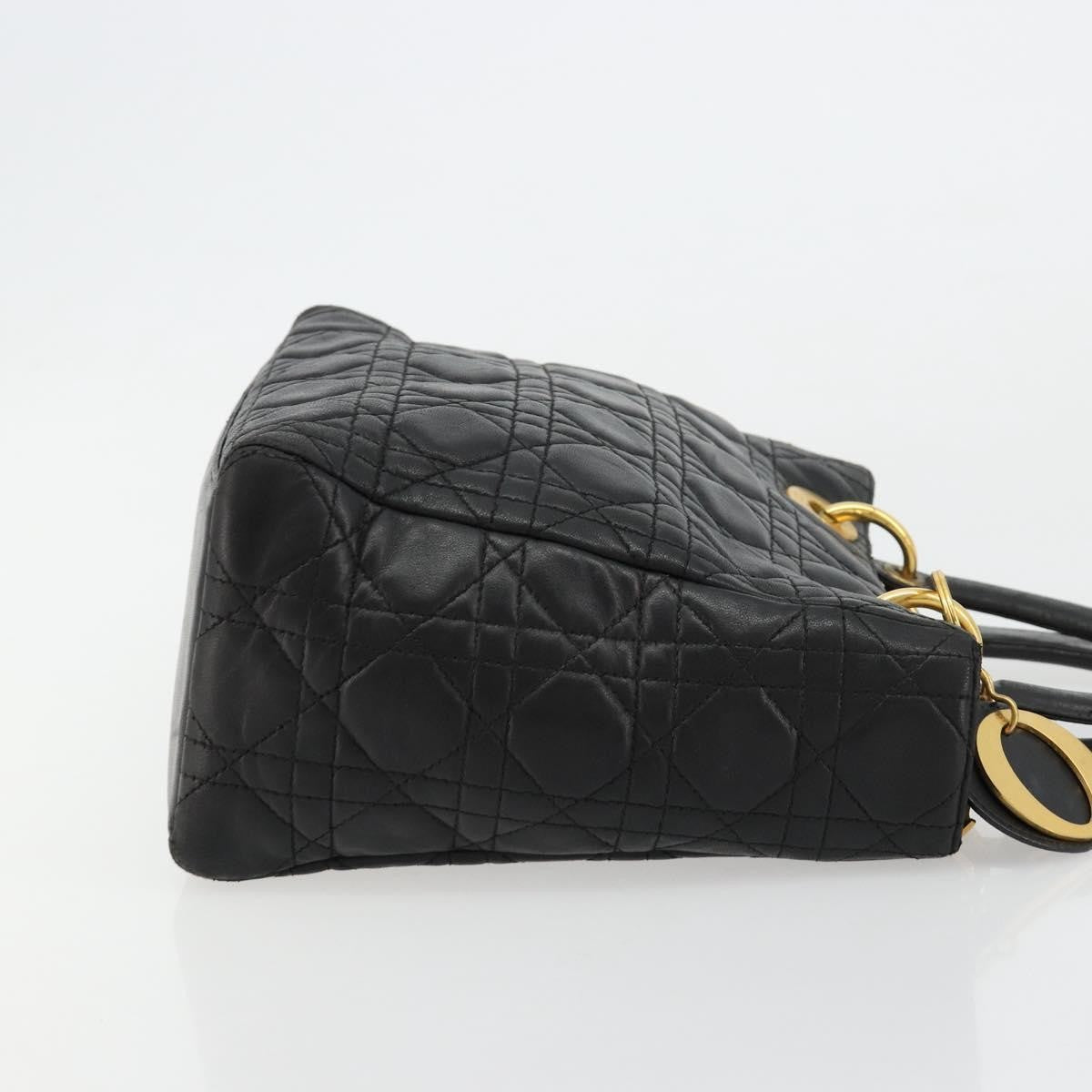 Christian Dior Vintage Lady Dior Bag Cannage Quilt Lambskin, Black, Leather, Handbag