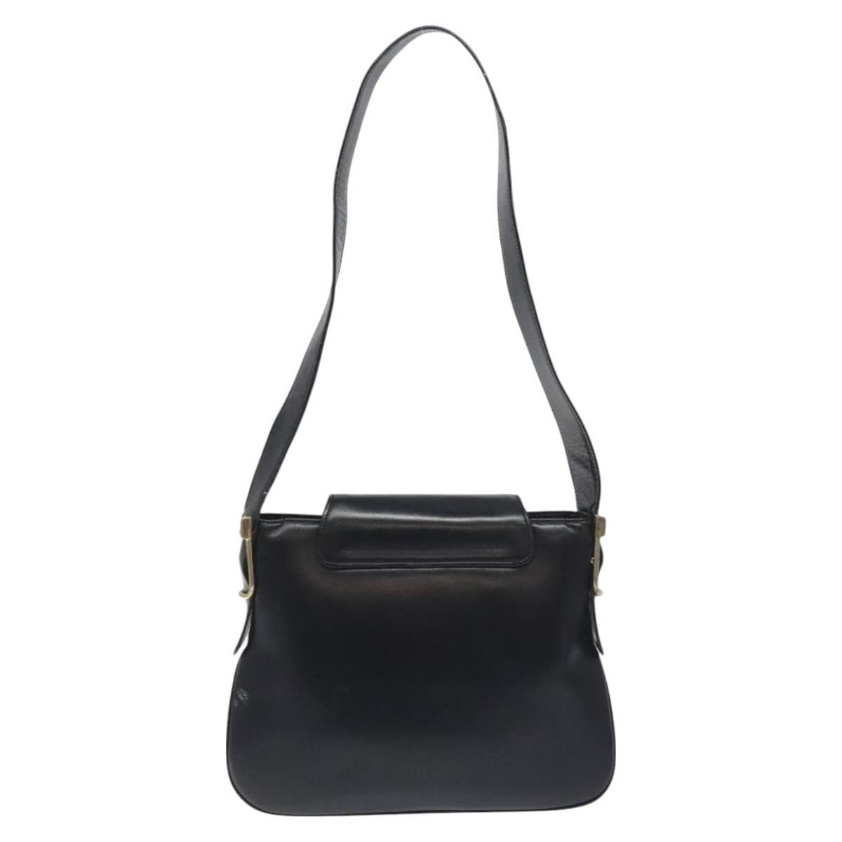 Gucci Vintage Flap Shoulder Bag Leather, BLACK, LEATHER, Shoulder bag