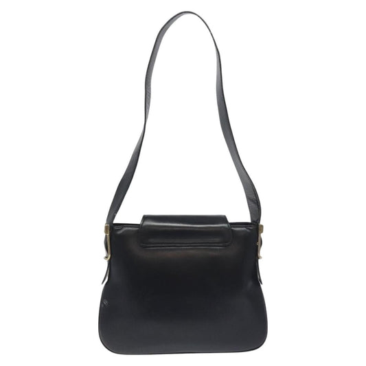Gucci Vintage Flap Shoulder Bag Leather, BLACK, LEATHER, Shoulder bag