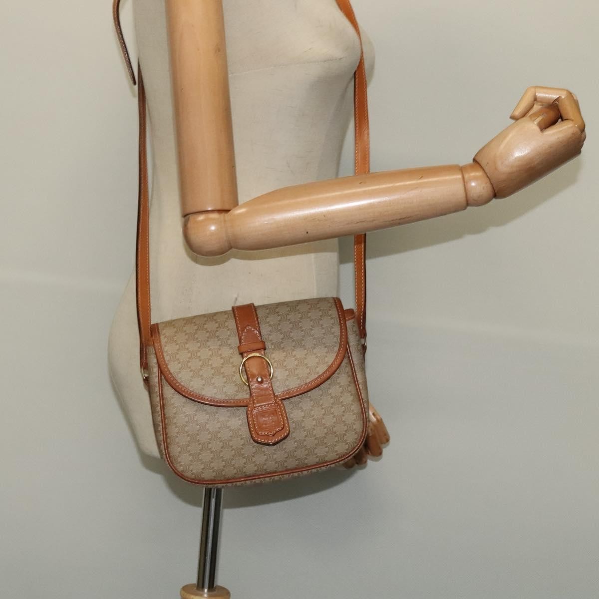 Celine Macadam Shoulder Bag PVC Leather, BEIGE, CANVAS, Shoulder bag