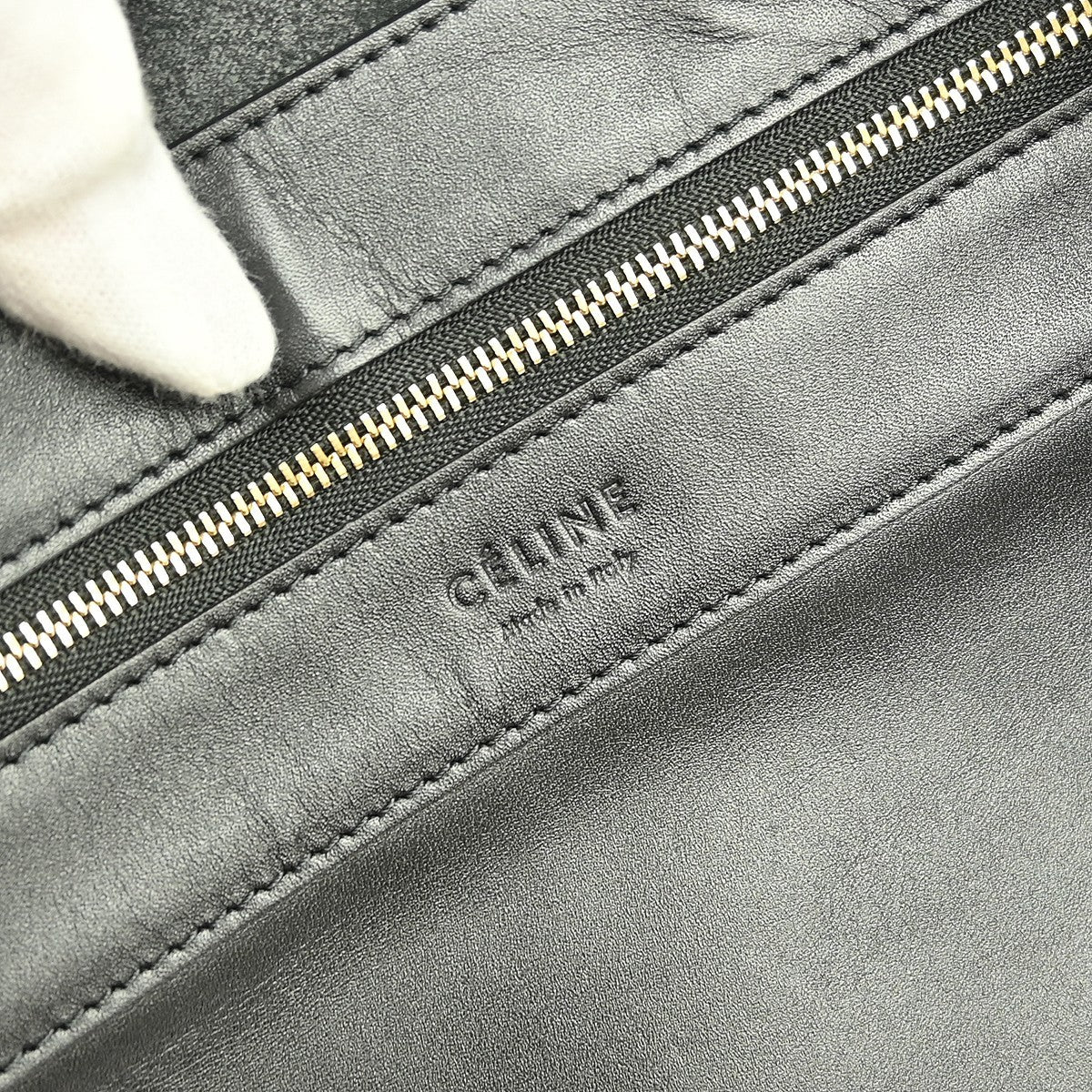 Celine Horizontal Cabas Tote Leather, BLACK, LEATHER, Tote bag