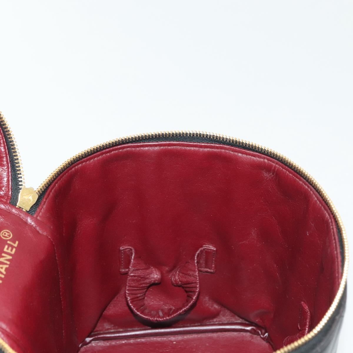 Chanel Vintage Cosmetic Case Quilted Lambskin, BLACK, LEATHER, Clutche & pouche