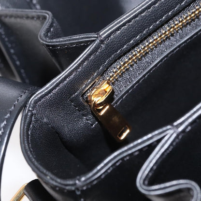 Celine Triomphe Shoulder Bag Canvas with Leather, BLACK, LEATHER, Shoulder bag