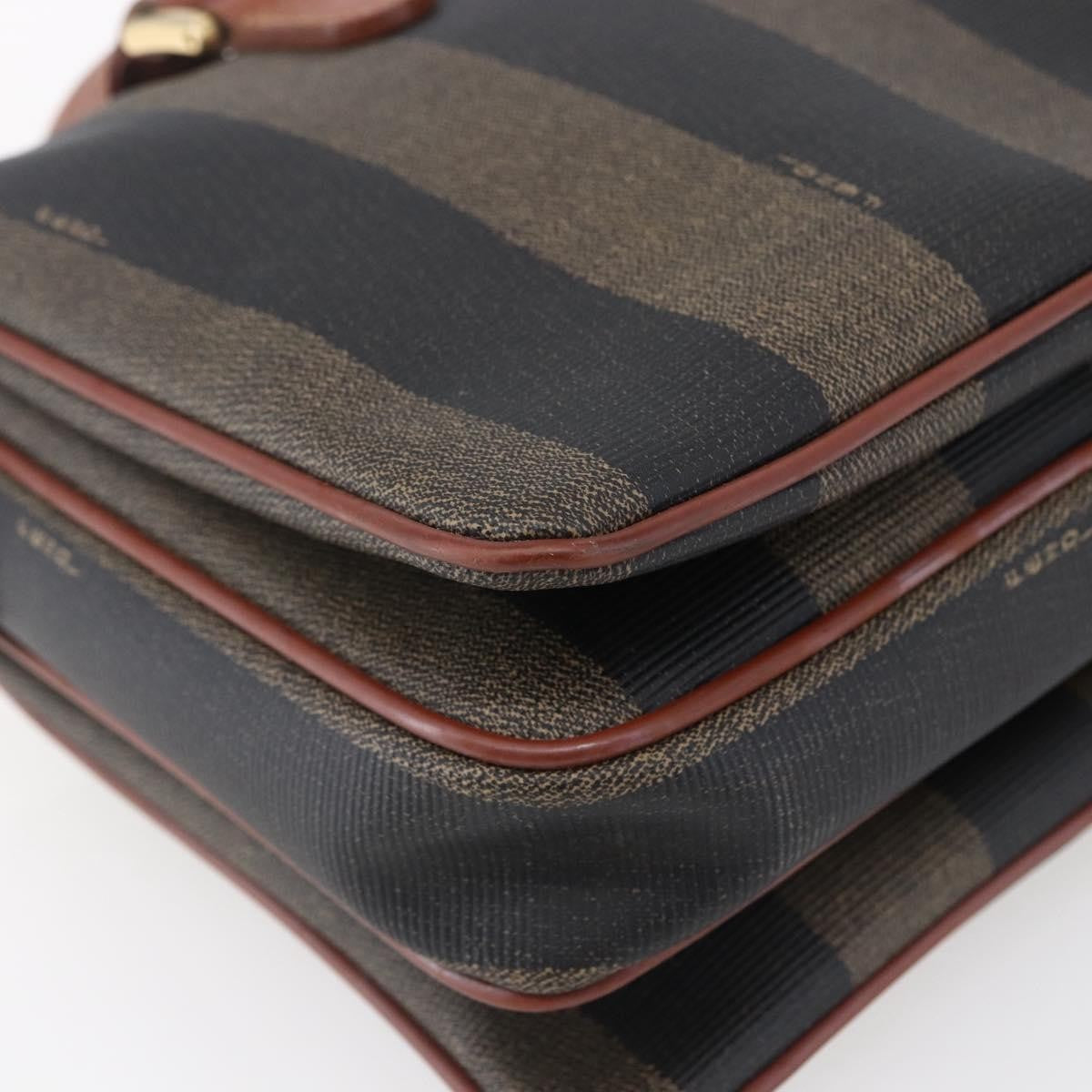 Fendi Vintage Pequin Convertible Boston Bag Coated Canvas, BROWN, CANVAS, Handbag