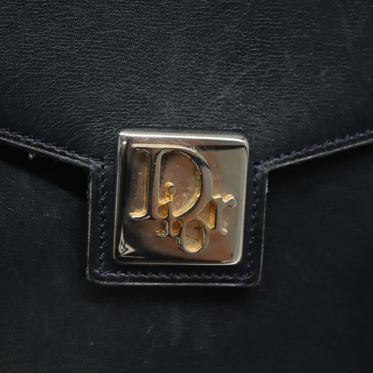 Christian Dior Vintage Handbag Leather, NAVY, LEATHER, Handbag
