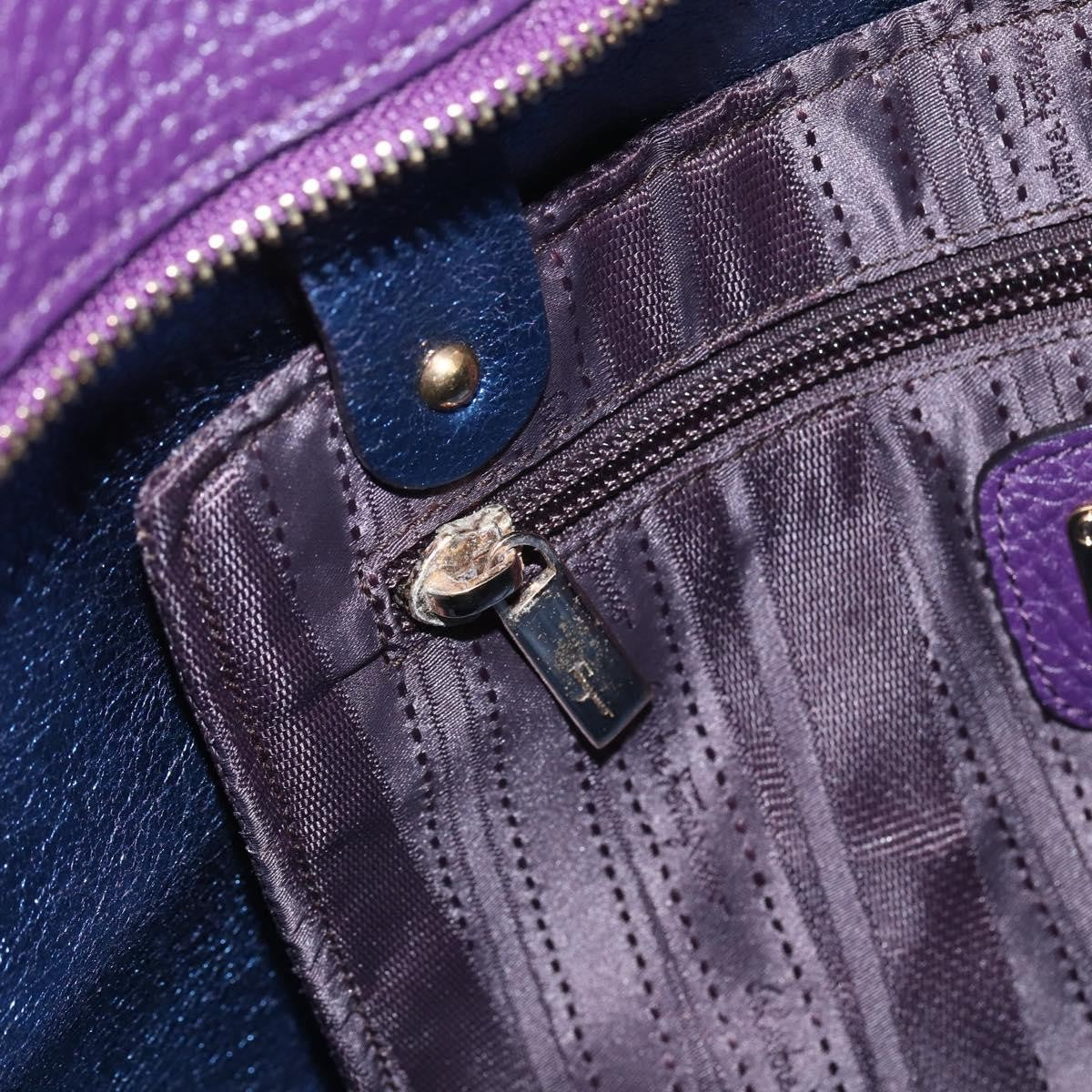 Salvatore Ferragamo Gancini Tote Leather, PURPLE, LEATHER, Tote bag