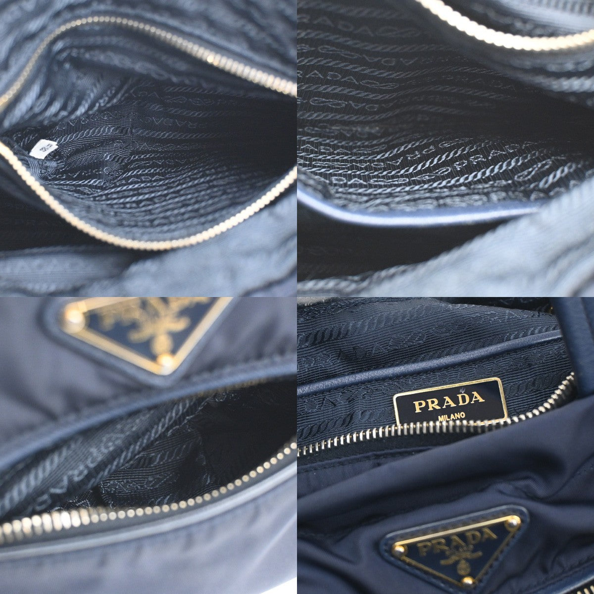 Prada Zip Convertible Shopping Tote Tessuto with Saffiano Leather, NAVY, NYLON, Handbag