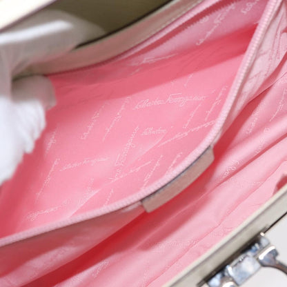 Salvatore Ferragamo Gancini Shoulder Bag Leather, WHITE, LEATHER, Shoulder bag