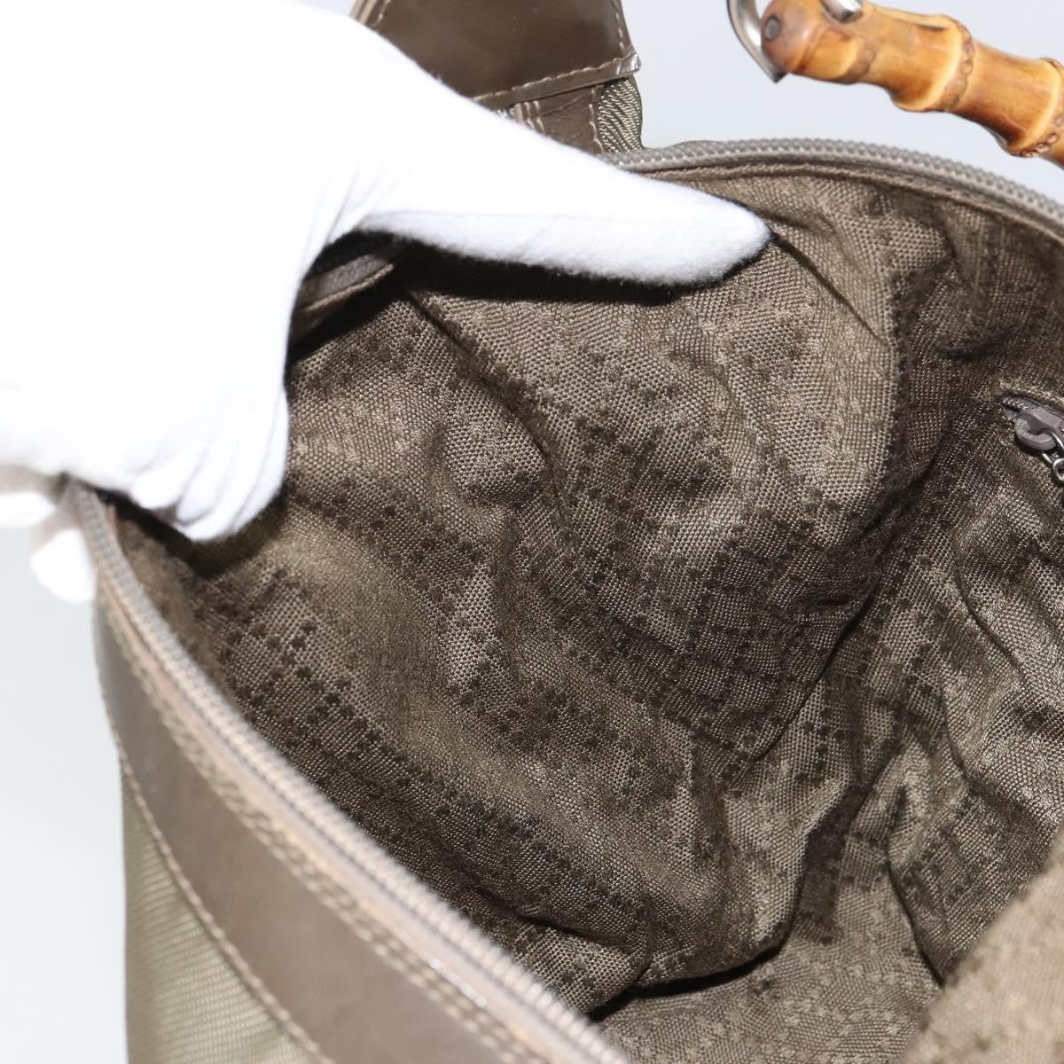 Gucci Vintage Bamboo Shoulder Bag Nylon, KHAKI, NYLON, Shoulder bag