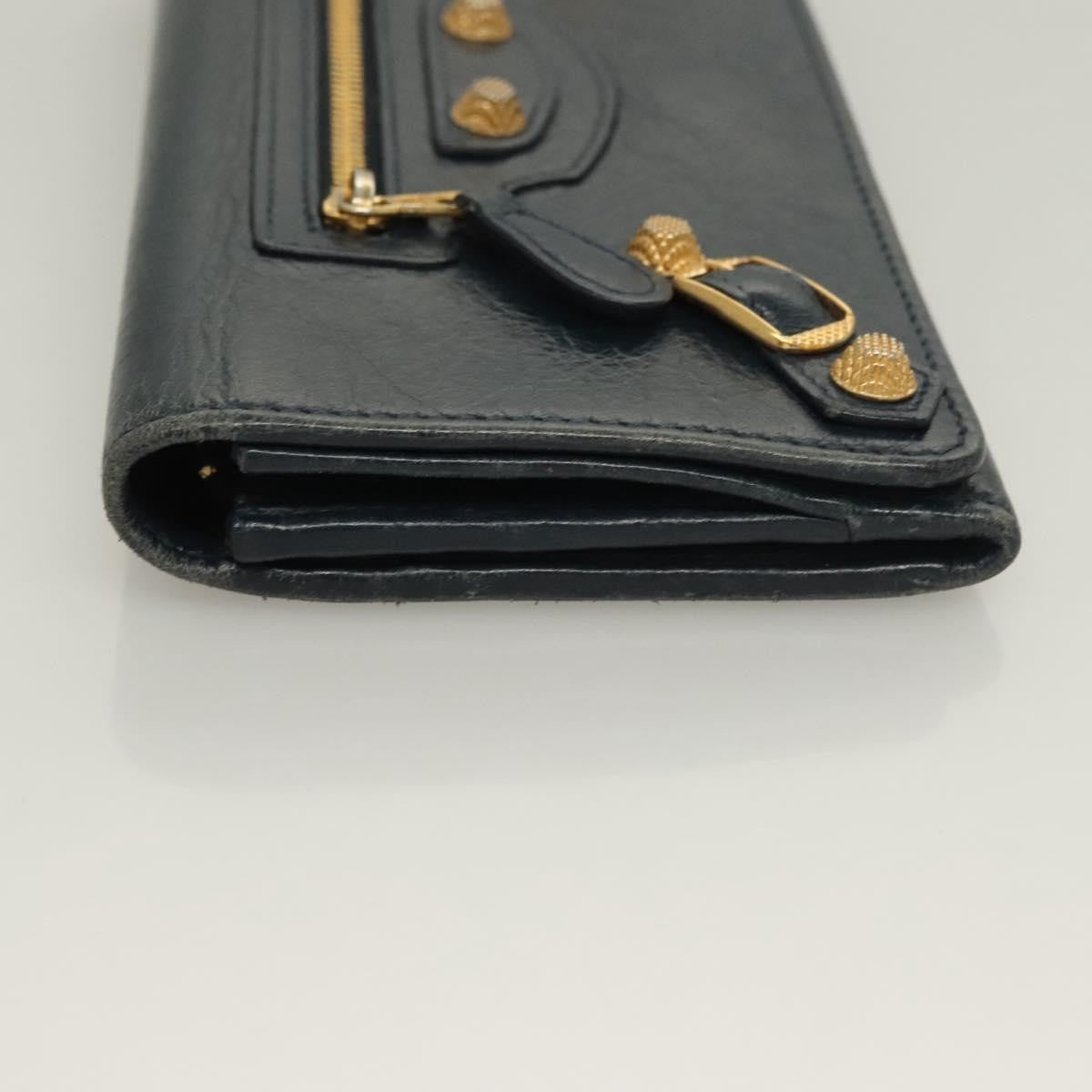 Balenciaga Giant Money Flap Wallet Leather, NAVY, LEATHER, Wallets