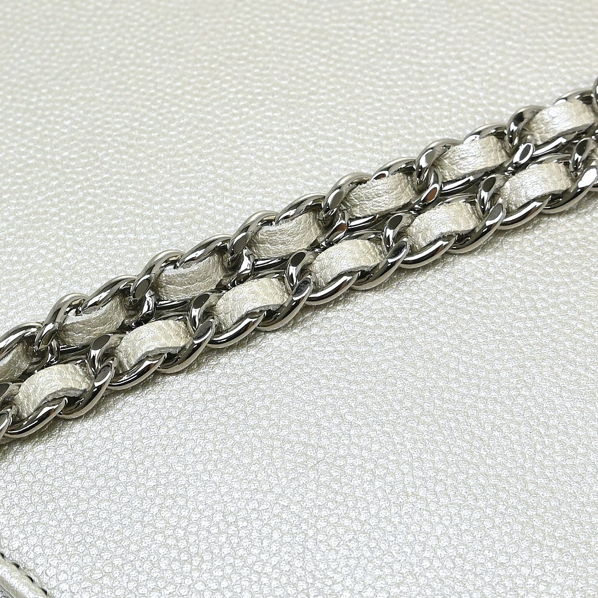 Chanel Timeless Wallet on Chain Textured Leather, Silver, Leather, Wallet