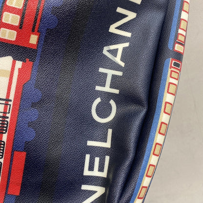 Chanel Le Train Tote Printed Coated Canvas, NAVY, CANVAS, Tote bag