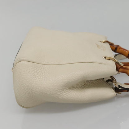 Gucci Bamboo shopper bag Leather, WHITE, LEATHER, Handbag