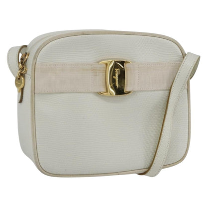 Salvatore Ferragamo Vala Shoulder Bag Leather, WHITE, LEATHER, Shoulder bag