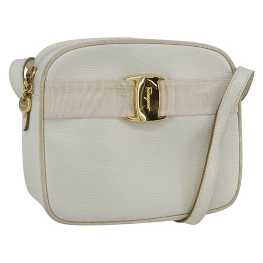 Salvatore Ferragamo Vala Shoulder Bag Leather, WHITE, LEATHER, Shoulder bag