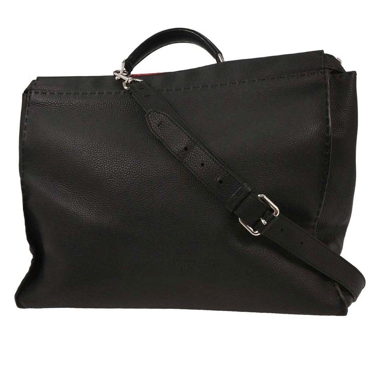 Fendi Monster Selleria Peekaboo Fit Bag Leather, BLACK, LEATHER, Handbag