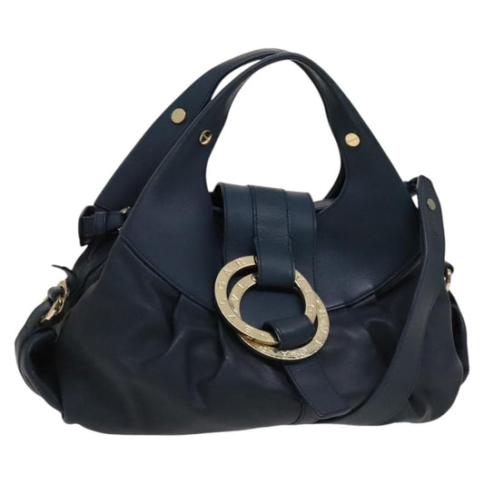 Bvlgari Chandra Hobo Leather, BLUE, LEATHER, Handbag