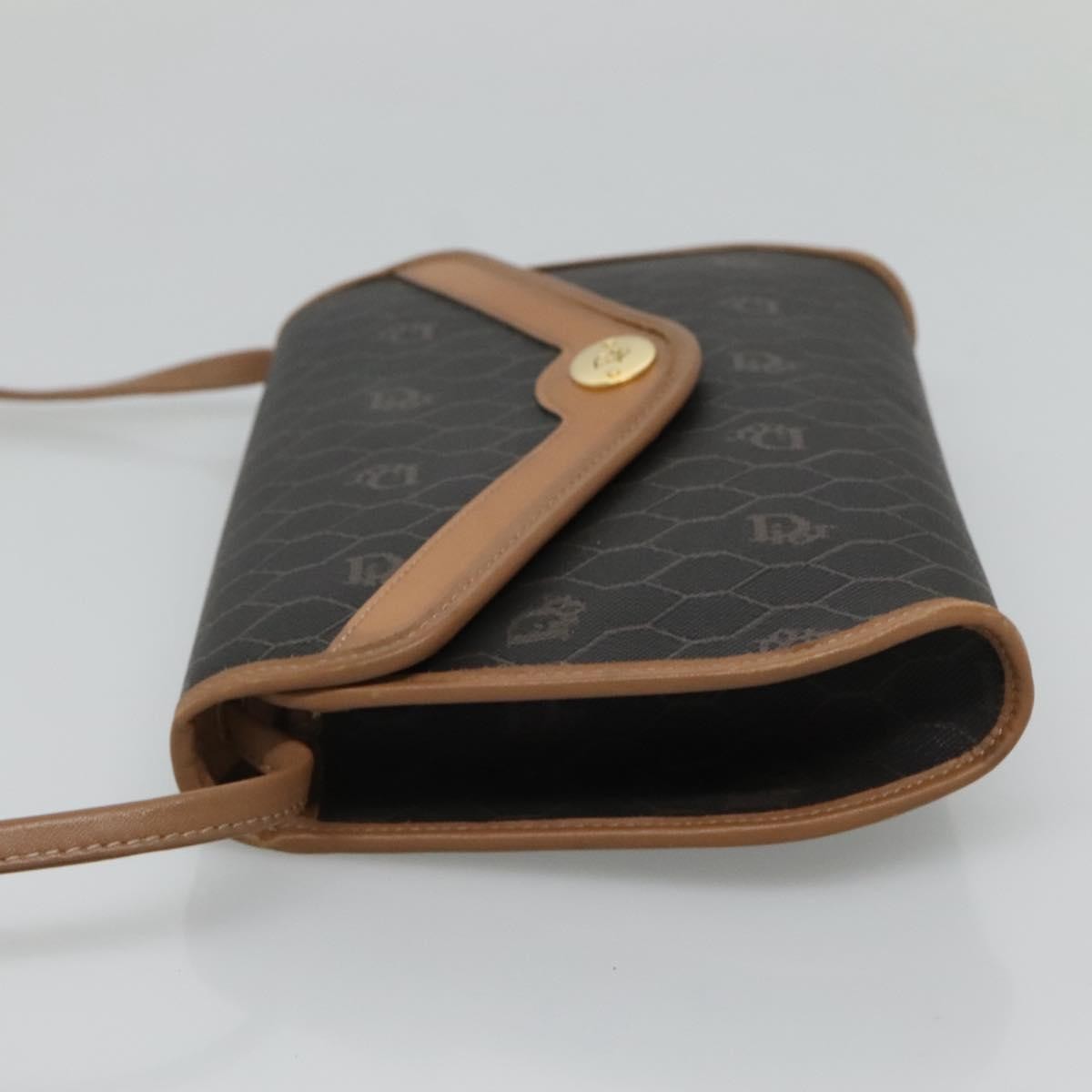 Christian Dior Vintage Honeycomb Flap Crossbody Bag Canvas and Leather, BLACK, CANVAS, Crossbody bag