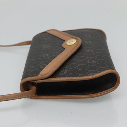Christian Dior Vintage Honeycomb Flap Crossbody Bag Canvas and Leather, BLACK, CANVAS, Crossbody bag