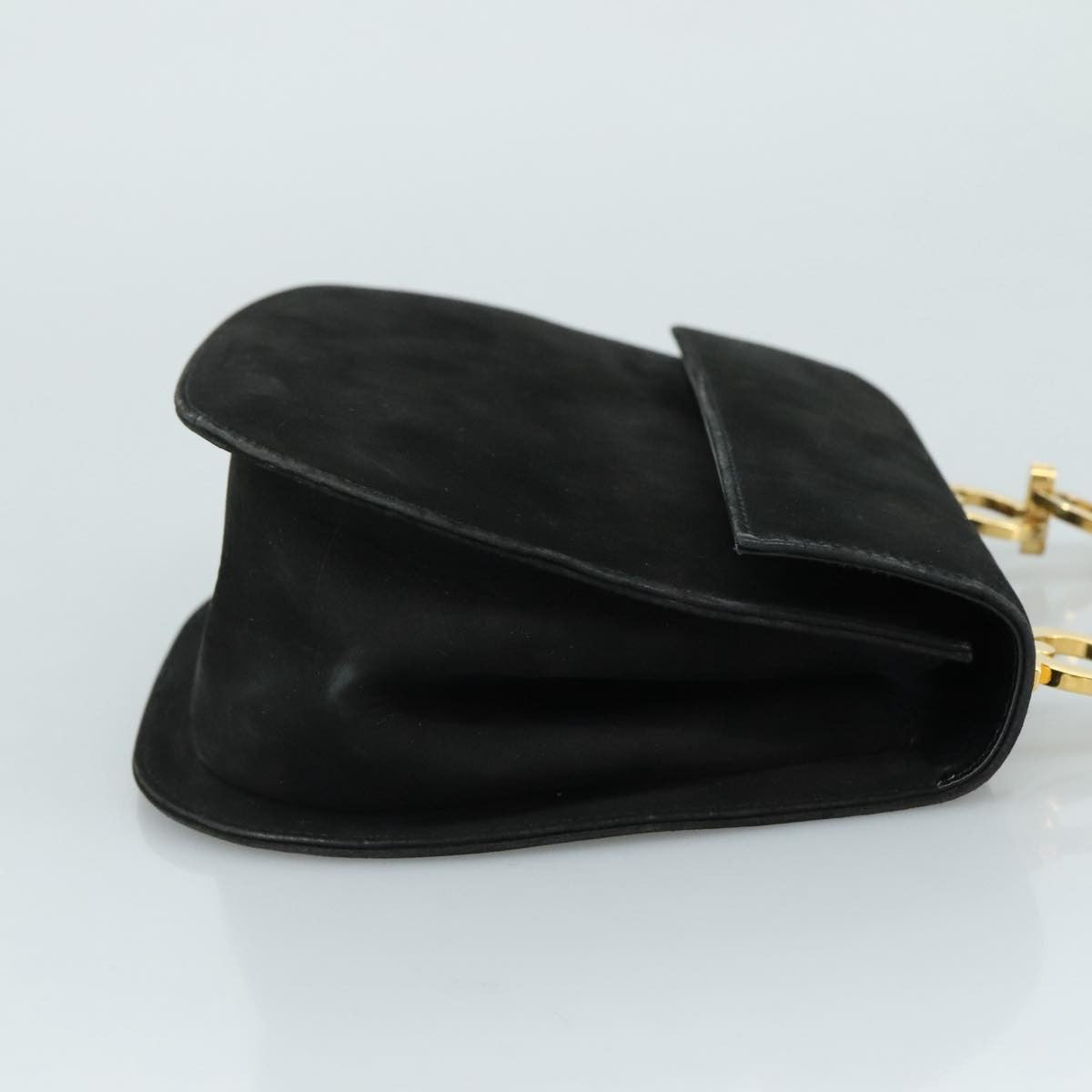 Salvatore Ferragamo Gancini Shoulder Bag Suede, BLACK, SUEDE, Shoulder bag