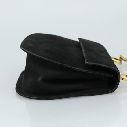 Salvatore Ferragamo Gancini Shoulder Bag Suede, BLACK, SUEDE, Shoulder bag