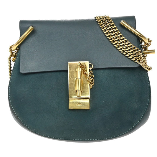 Chloe Drew Crossbody Bag Leather and Suede, BLUE, SUEDE, Shoulder bag