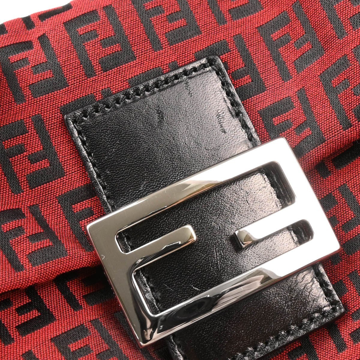 Fendi Mamma Baguette Zucca canvas, RED, CANVAS, Handbag