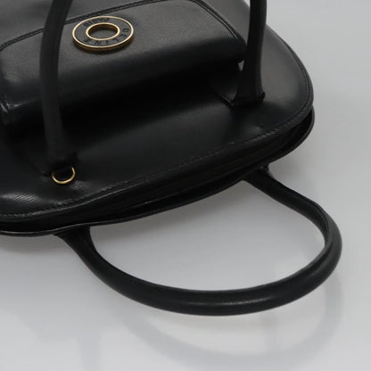 Celine Circle Logo Handbag Leather, BLACK, LEATHER, Handbag