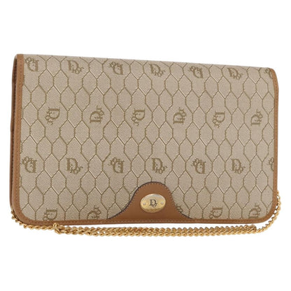 Christian Dior Vintage Honeycomb chain Canvas, BEIGE, CANVAS, Shoulder bag
