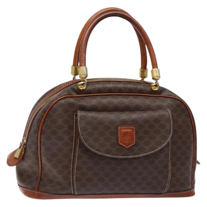 Celine Macadam Handbag Macadam with leather, BROWN, CANVAS, Handbag