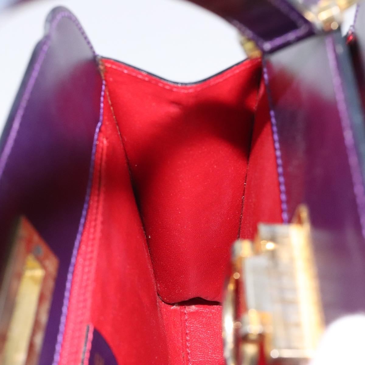 Celine Gancini Handbag Leather, PURPLE, LEATHER, Handbag