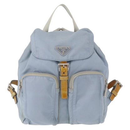 Prada Double Front Pocket Backpack Tessuto, BLUE, NYLON, Backpack