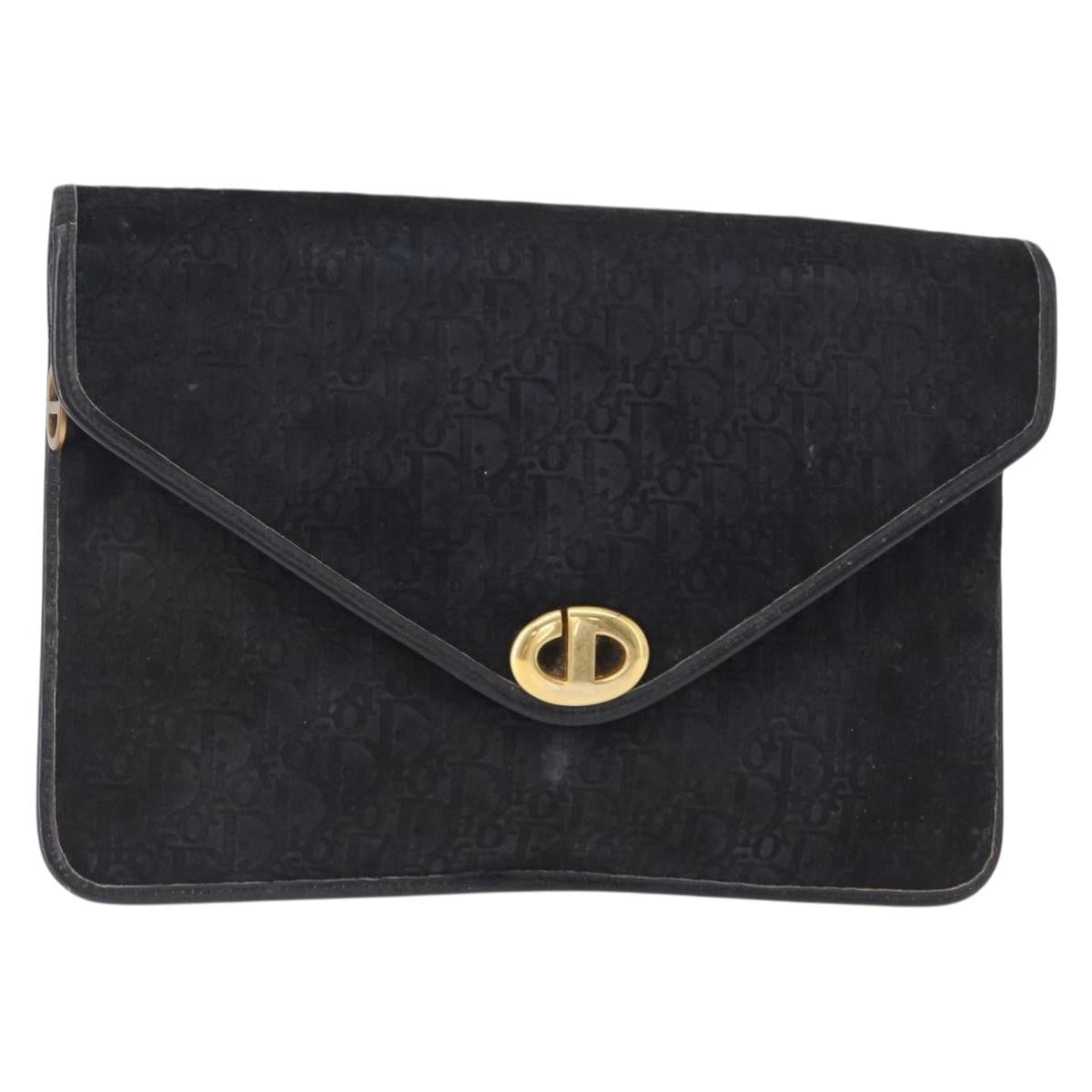 Christian Dior Vintage Trotter Pouch Diorissimo Canvas, BLACK, CANVAS, Clutche & pouche