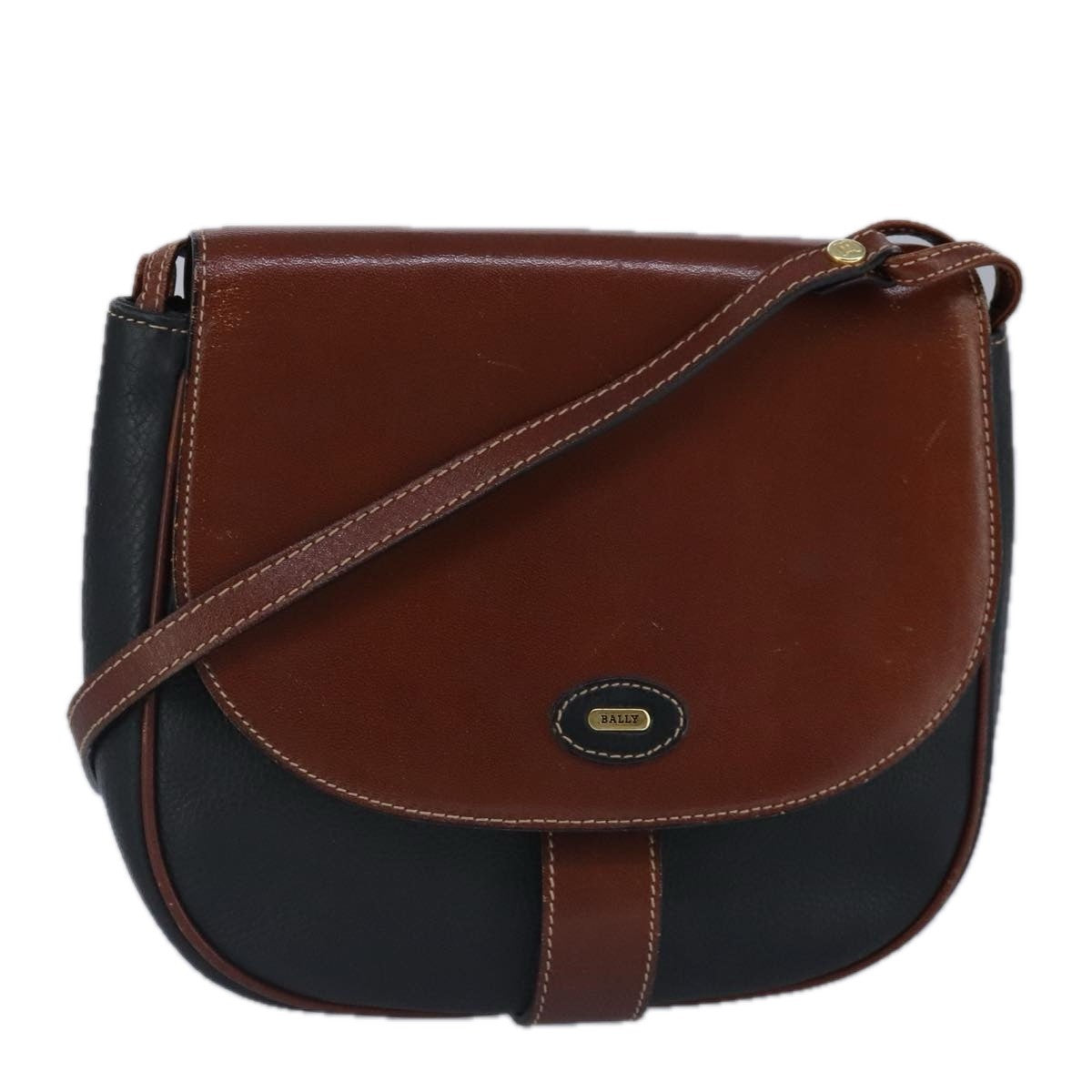 Bally Vintage Shoulder Bag Leather, Brown, Leather, Shoulder Bag