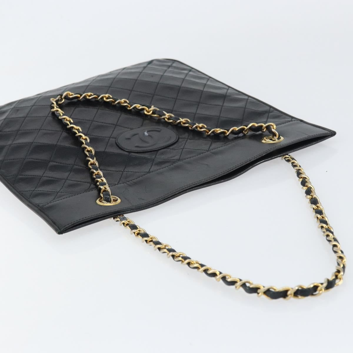 Chanel Vintage Tote Leather, BLACK, LEATHER, Tote bag