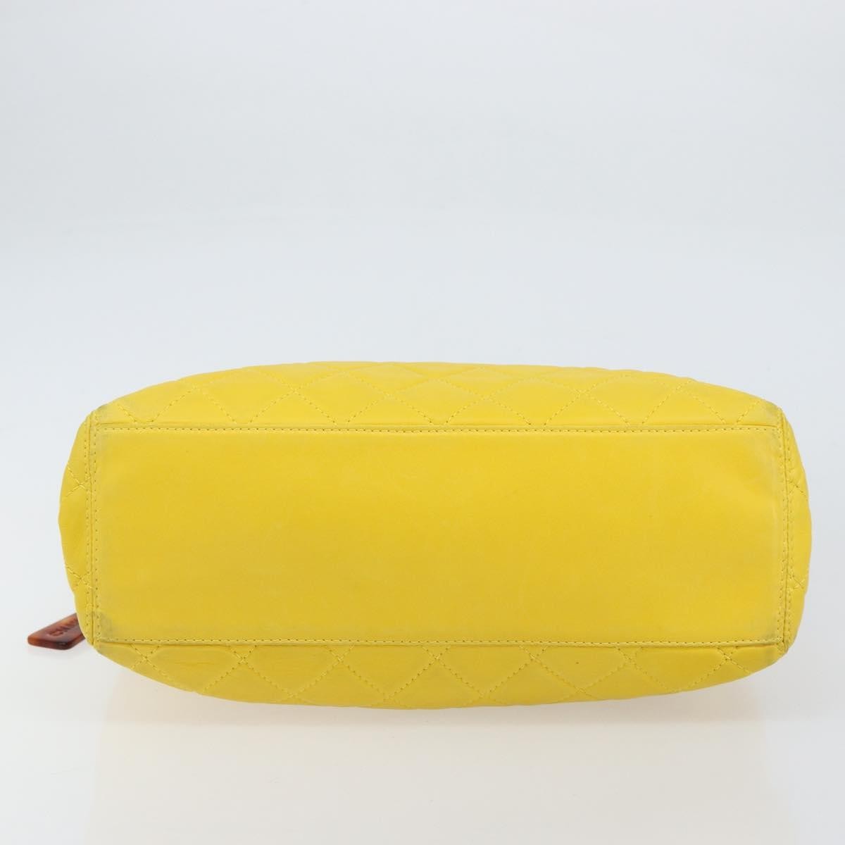Chanel Vintage CC Resin Pocket Tote Quilted Leather, YELLOW, LEATHER, Tote bag