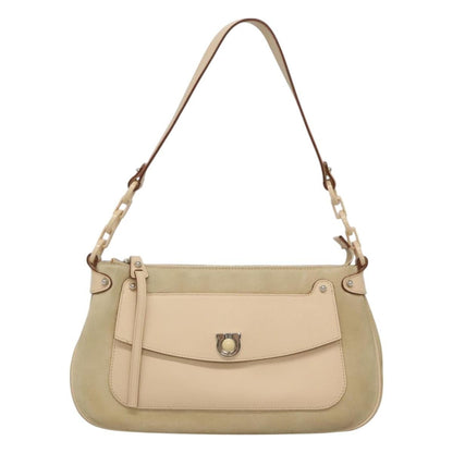 Salvatore Ferragamo Gancini Shoulder Bag Suede, BEIGE, SUEDE, Shoulder bag