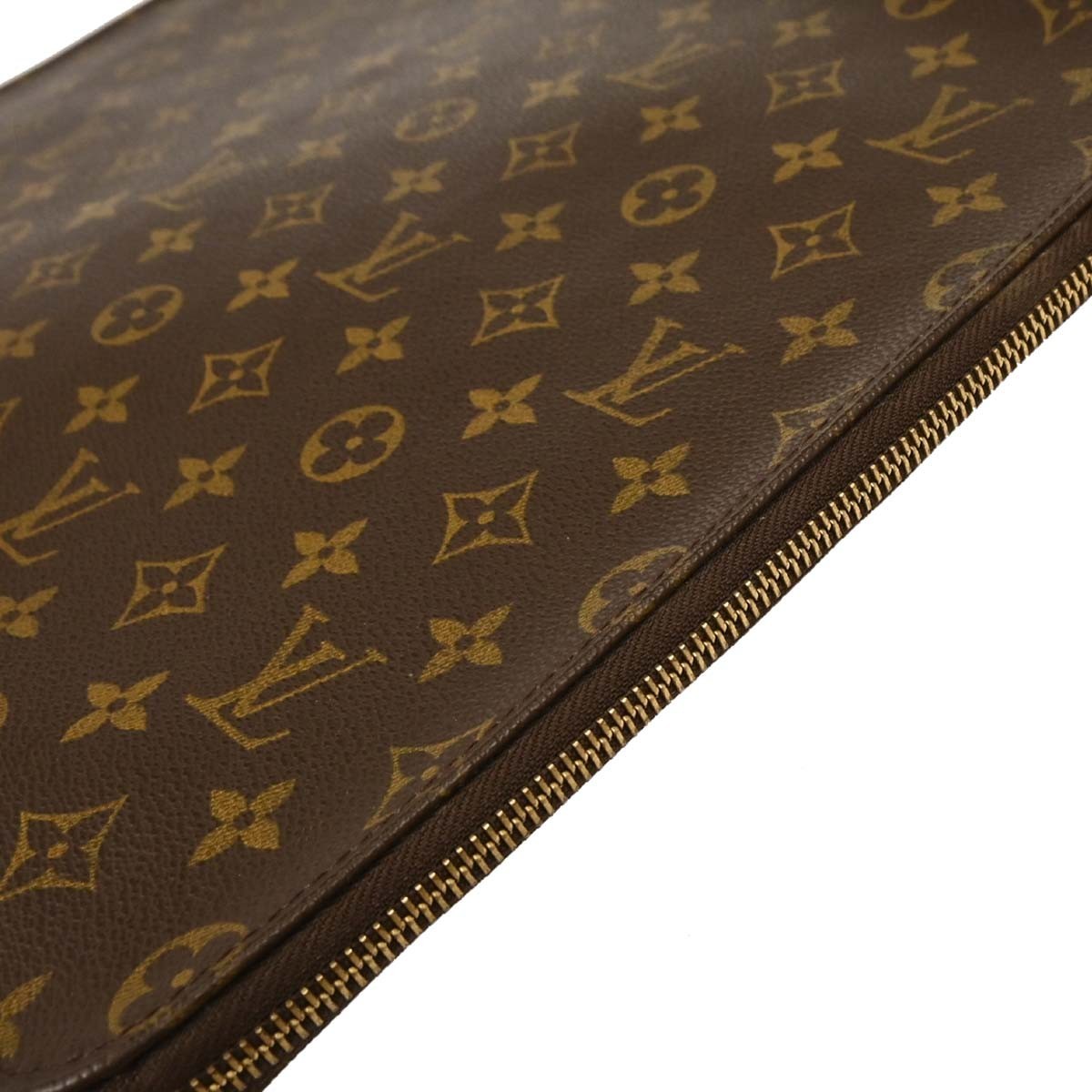 Louis Vuitton Poche Documents Monogram Canvas, BROWN, CANVAS, Clutche & pouche