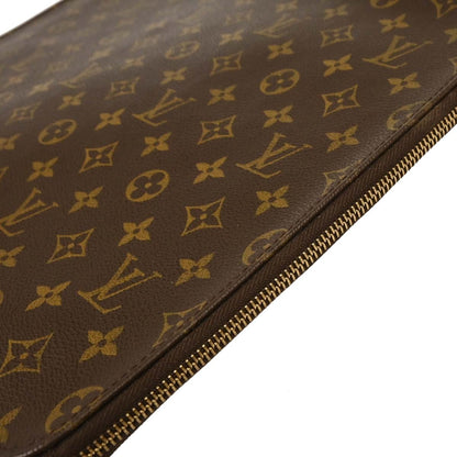 Louis Vuitton Poche Documents Monogram Canvas, BROWN, CANVAS, Clutche & pouche