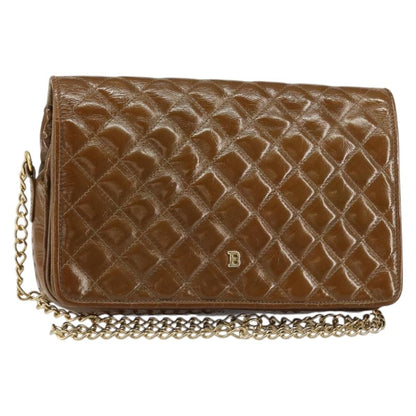 Bally Vintage Chain Shoulder Bag Quilted Patent leather, BROWN, PATENT_LEATHER, Shoulder bag