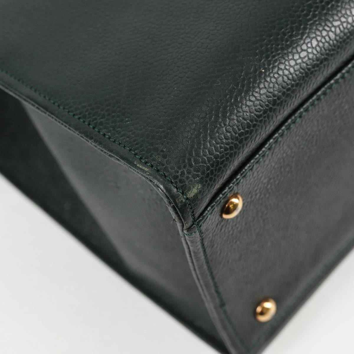 Chanel Vintage CC Lock Pocket Chain Tote Caviar, GREEN, LEATHER, Handbag