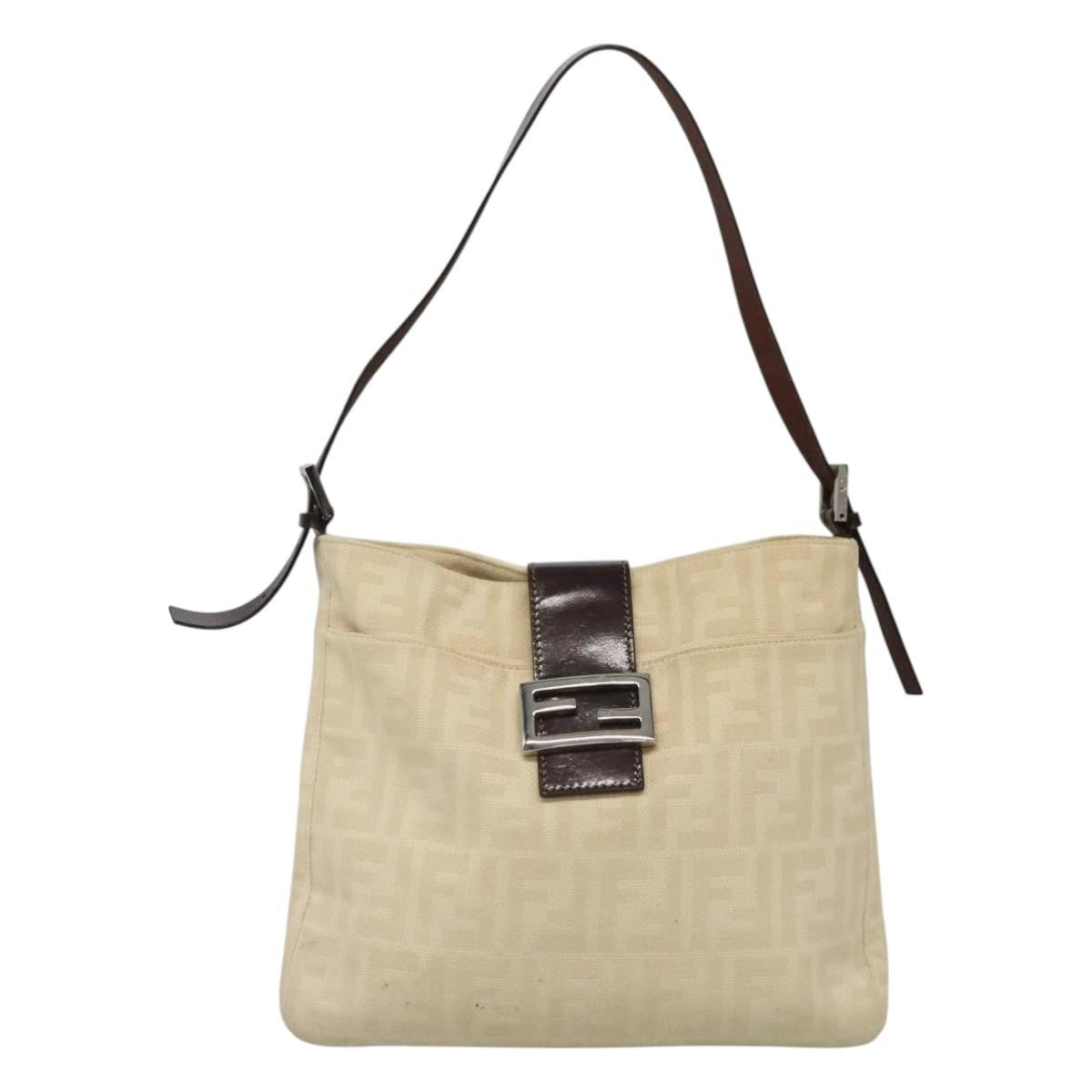 Fendi Vintage FF Belted Hobo Canvas, BEIGE, CANVAS, Shoulder bag