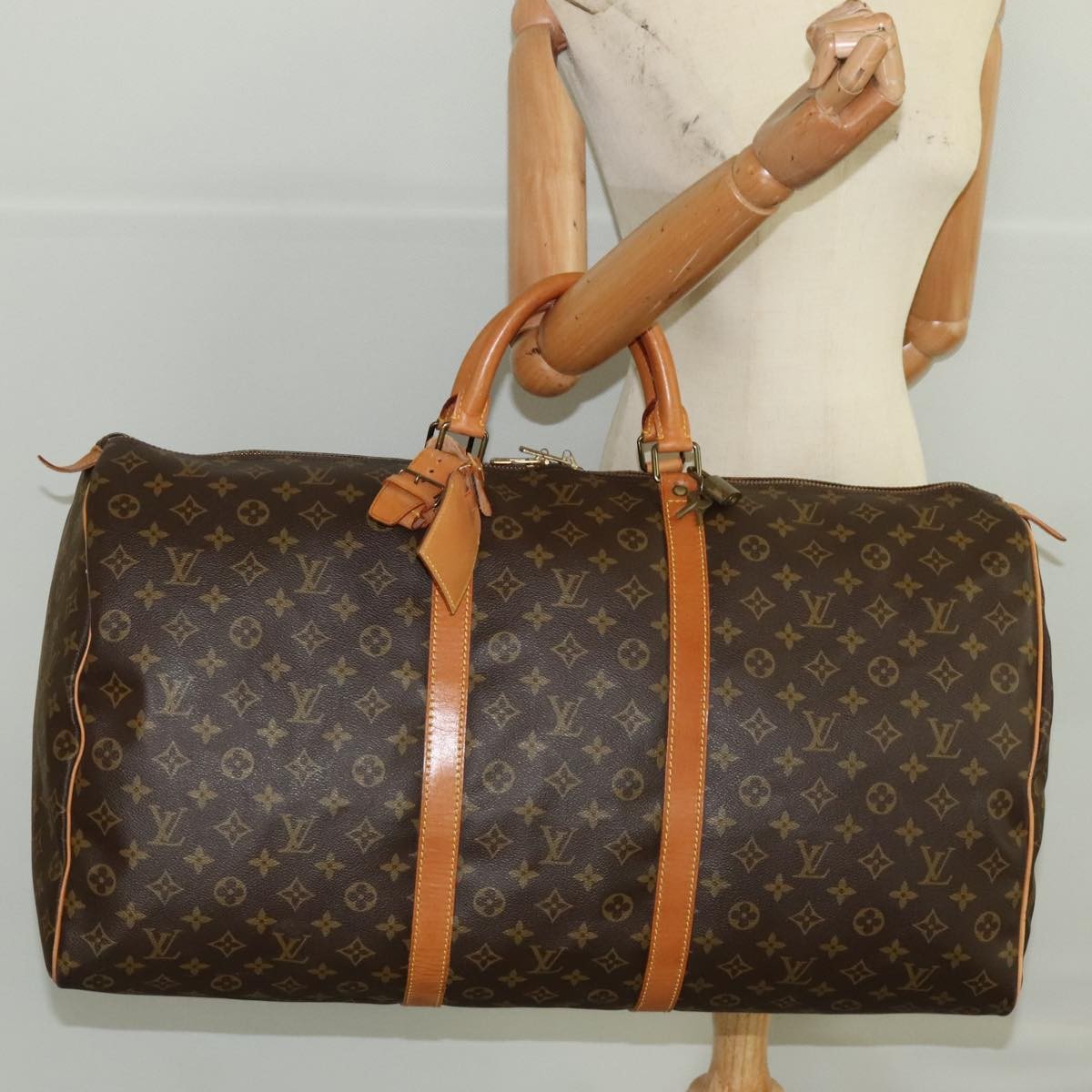 Louis Vuitton Keepall Bag Monogram Canvas, BROWN, CANVAS, Travel bag