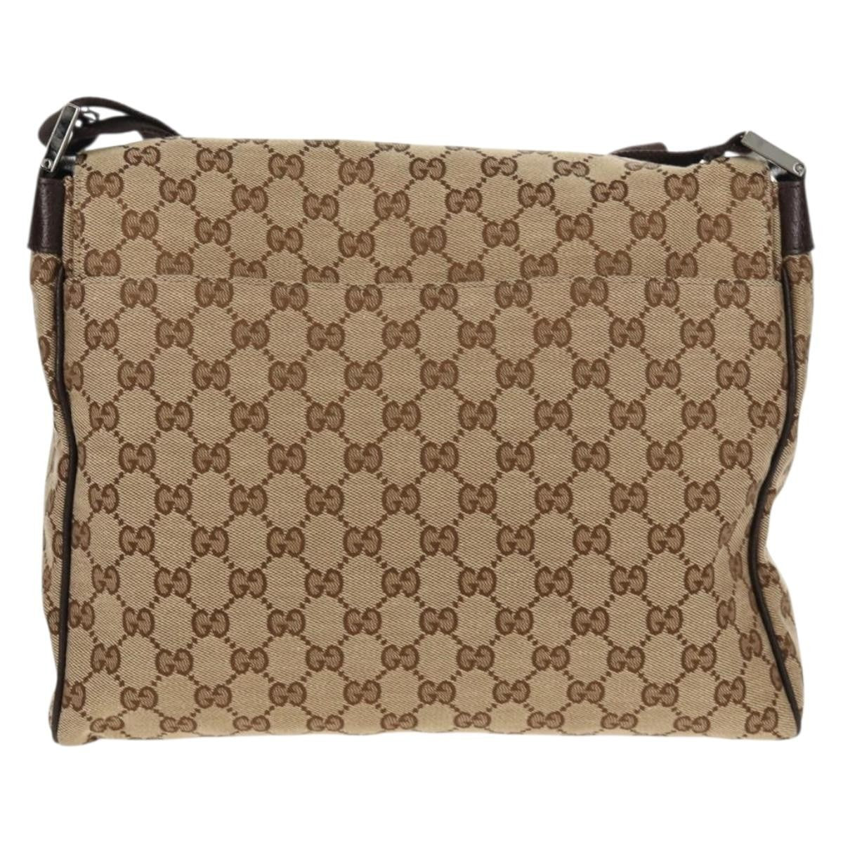 Gucci Flap Messenger GG Canvas, BEIGE, CANVAS, Shoulder bag