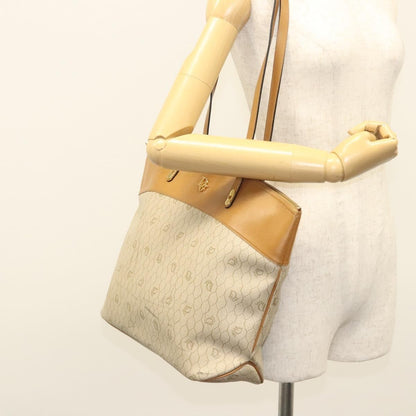 Christian Dior Vintage Honeycomb Tote Bag Canvas and Leather, BEIGE, CANVAS, Tote bag